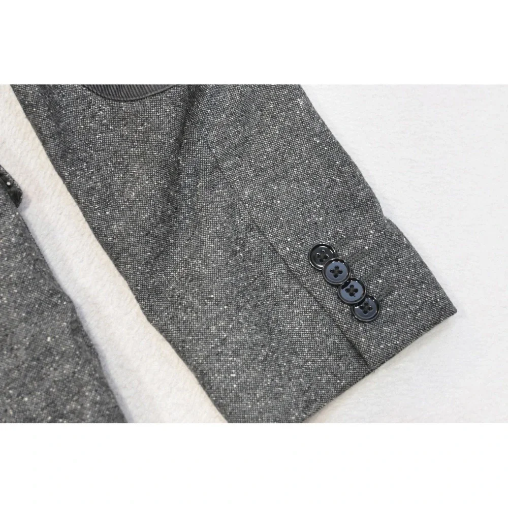 Express Blazer Men 36S Grey Textured Elbow Patches Two Button Excellent